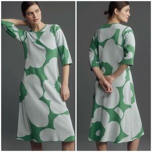 NWT Anthropologie Marimekko Pointti Unikko Knitted Wool Midi Dress